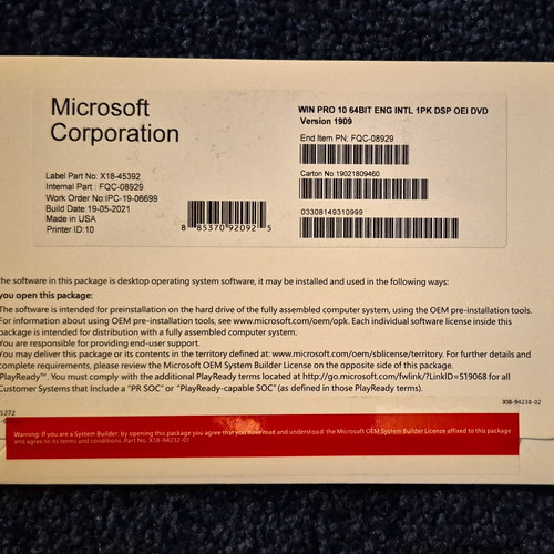 Windows pro 64bit eng - eng, intl