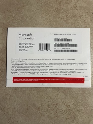 Dvd windows pro - 10,